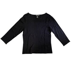 Nicole Studio Black Silk Blend Boat Neck 3/4 Sleeve Knit Top Size 10